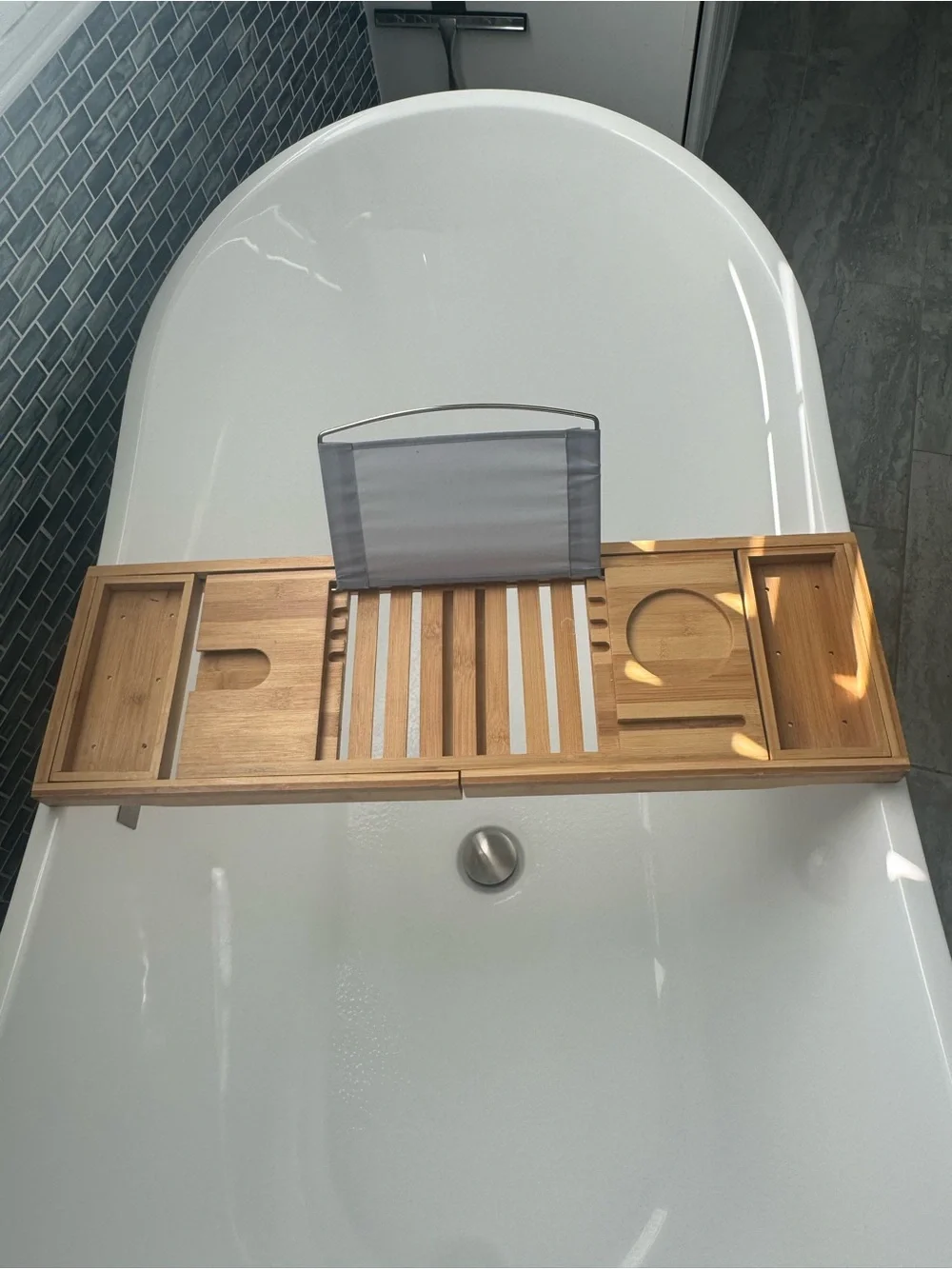Bamboo Bathtub Caddy Tray with Book/Tablet Rest